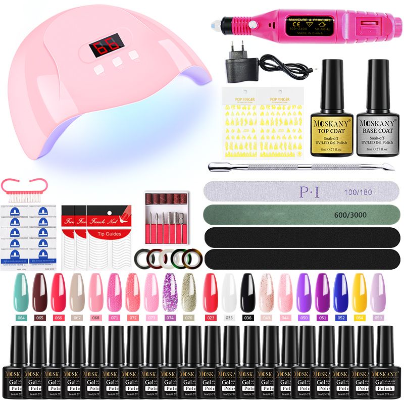 Nail Gel Kit Professional Nail Set With 120W/54W UV Nail Lamp And Nail Drill For All Drying Gel Nail Polish Manicure Set