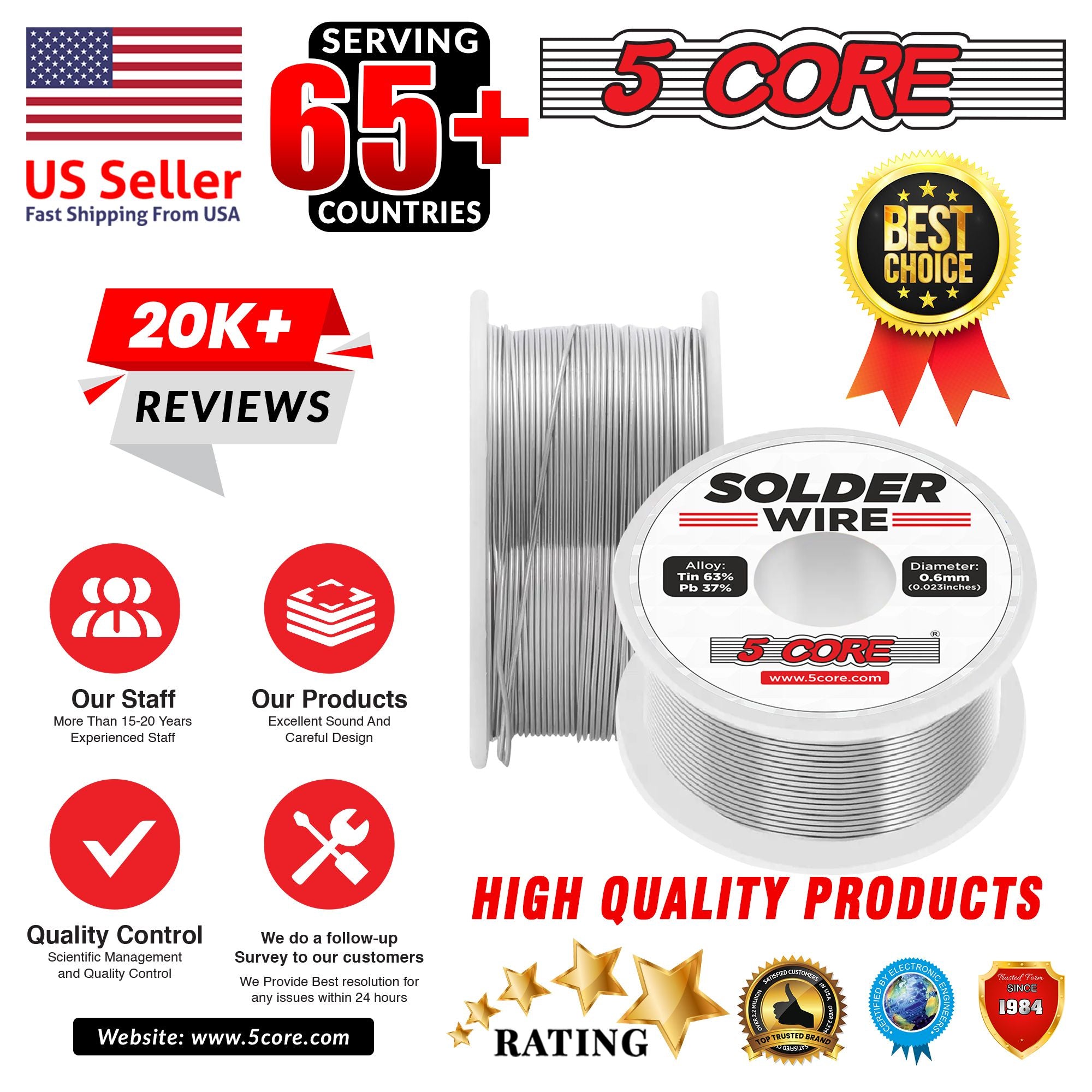 63/37 Rosin Core Solder Wire - 50g Tin/Lead Alloy for Precision Soldering