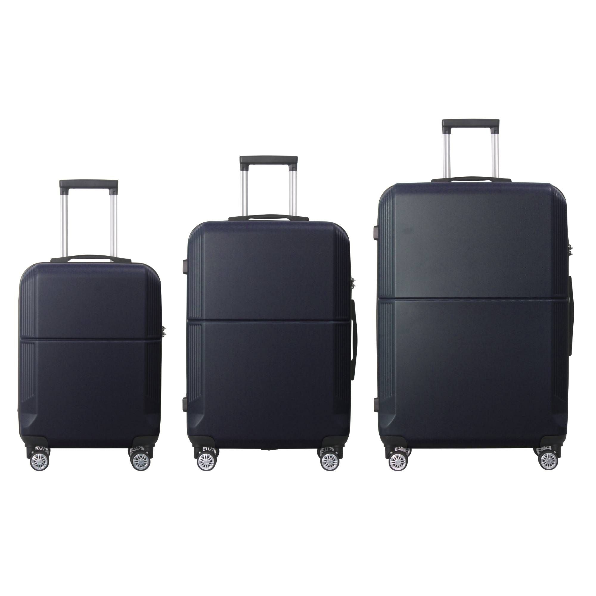 BLUE 3-Piece Premium ABS Luggage Set-20", 24", and 28" Suitcases with Multi-Position Handle, Silent Spinner Wheels, and TSA-Approved Lock-Durable, Stylish, and Spacious Travel Gear