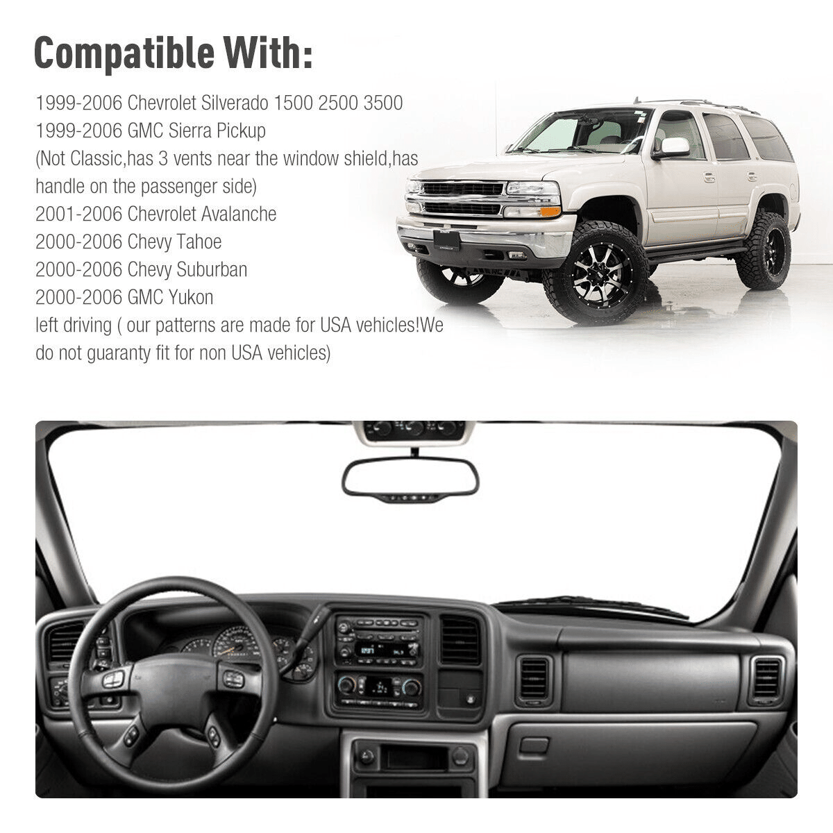 Car Dash Cover Mat Dashboard Pad for Chevy Silverado 1500 2500 Tahoe 2001-2006