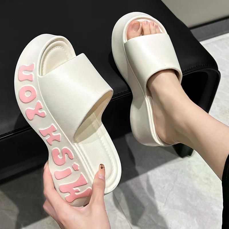 Thick Bottom Cloud Slippers Women Summer Fashion Print Wedge Platform Slides Woman Sandals 2025 Non-Slip Soft Sole Beach Shoes