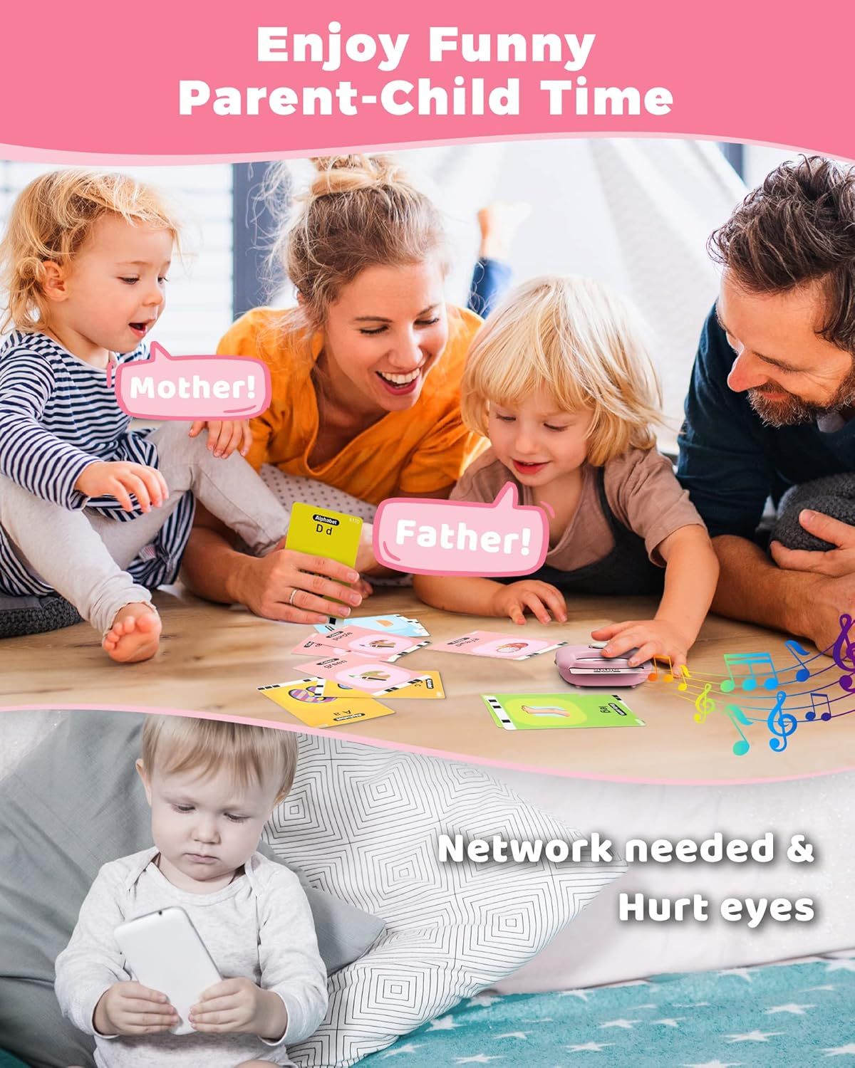 Talking Flash Cards,Kids Toddler Flash Cards with 448 Sight Words,Montessori Toys,Autism Sensory Toys,Speech Therapy Toys,Learning Educational Gifts for Age 1 2 3 4 5 Years Old Boys and Girls