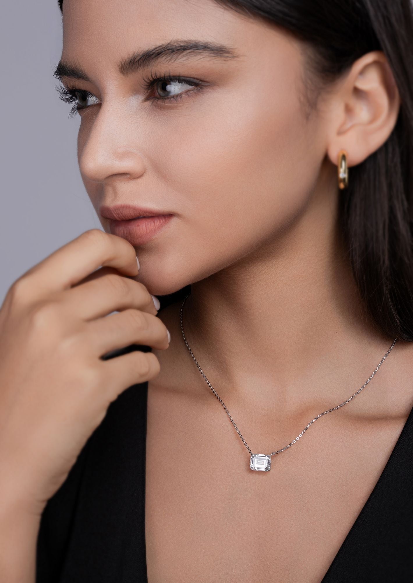 Mirage in the Mirror - A fashionable and trendy jewelry necklace pendant set with octagonal 9*11 Moissanite S925 sterling silver and platinum-plated diamond
