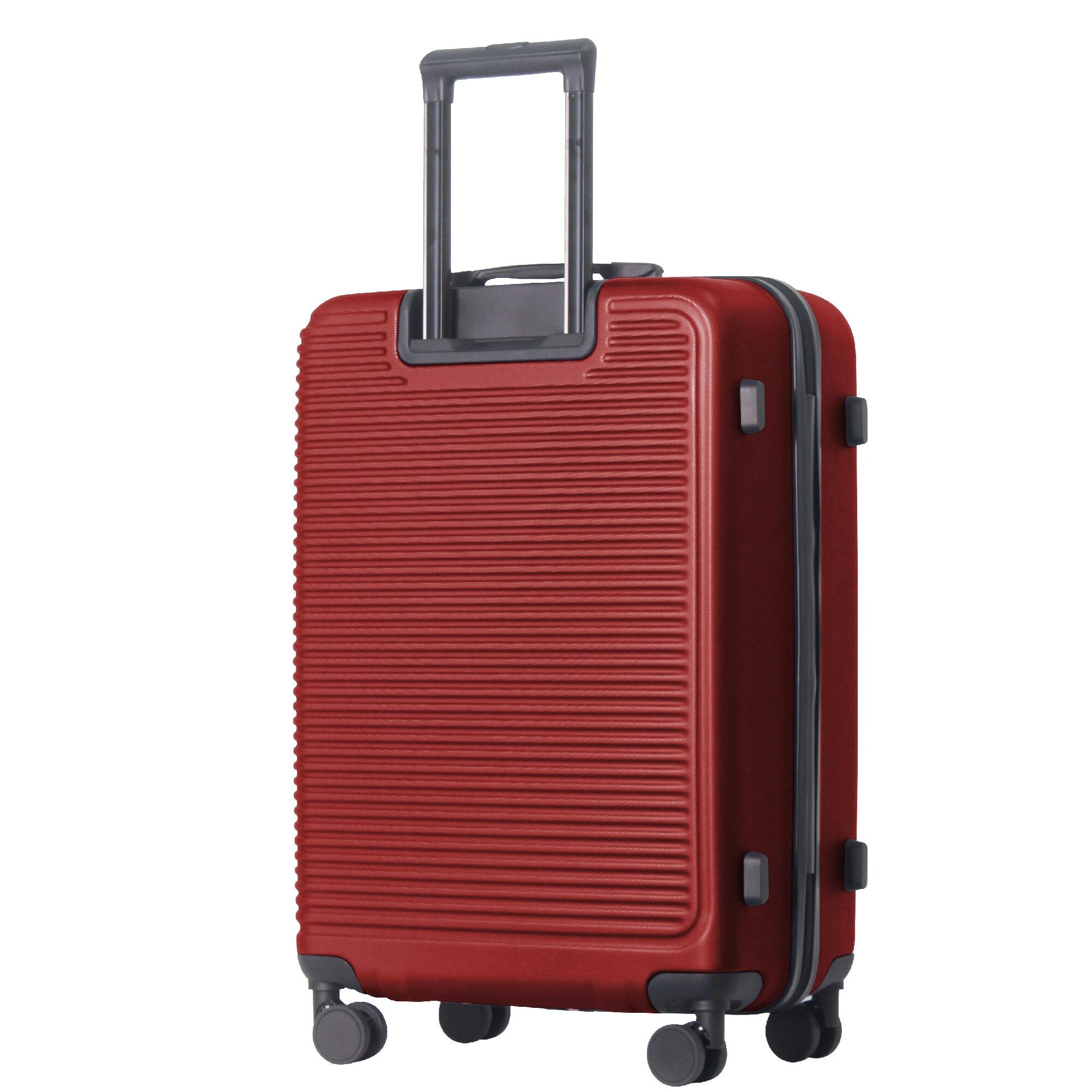 Luggage Sets ABS Hardshell 3pcs Luggage, Lightweight Durable Suitcase sets Spinner Wheels Suitcase with TSA Lock 20''24''28'' Available(WINE RED)