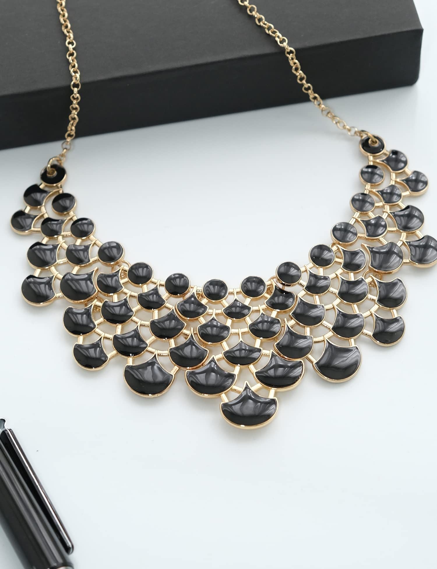 Jane Stone Fashion Statement Collar Necklace Vintage Openwork Bib Costume Jewelry