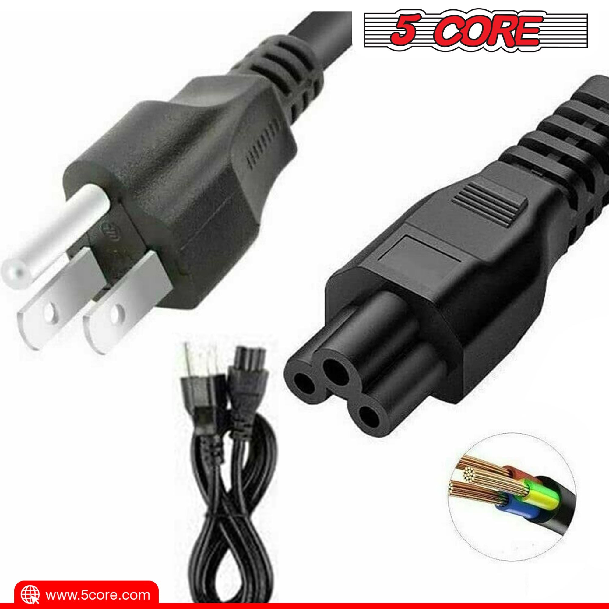 12ft 3 Prong Non-Polarized AC Wall Power Cable Cord for HP Dell Samsung Sony Asus Acer Toshiba Laptop Charger LED LCD Monitor Replacement Power Cord PL 1002