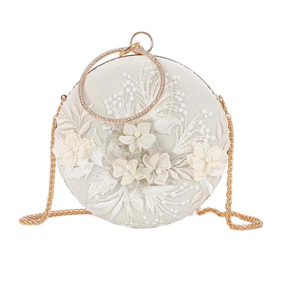 White Chinese Style Hanfu Crossbody Bag Retro Embroidery Shoulder Bag Hard Case Handbag Cheongsam Cellphone Round Bag