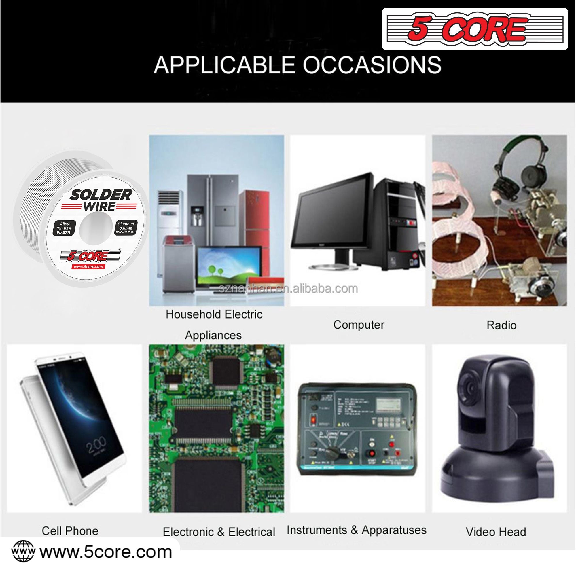 63/37 Rosin Core Solder Wire - 50g Tin/Lead Alloy for Precision Soldering