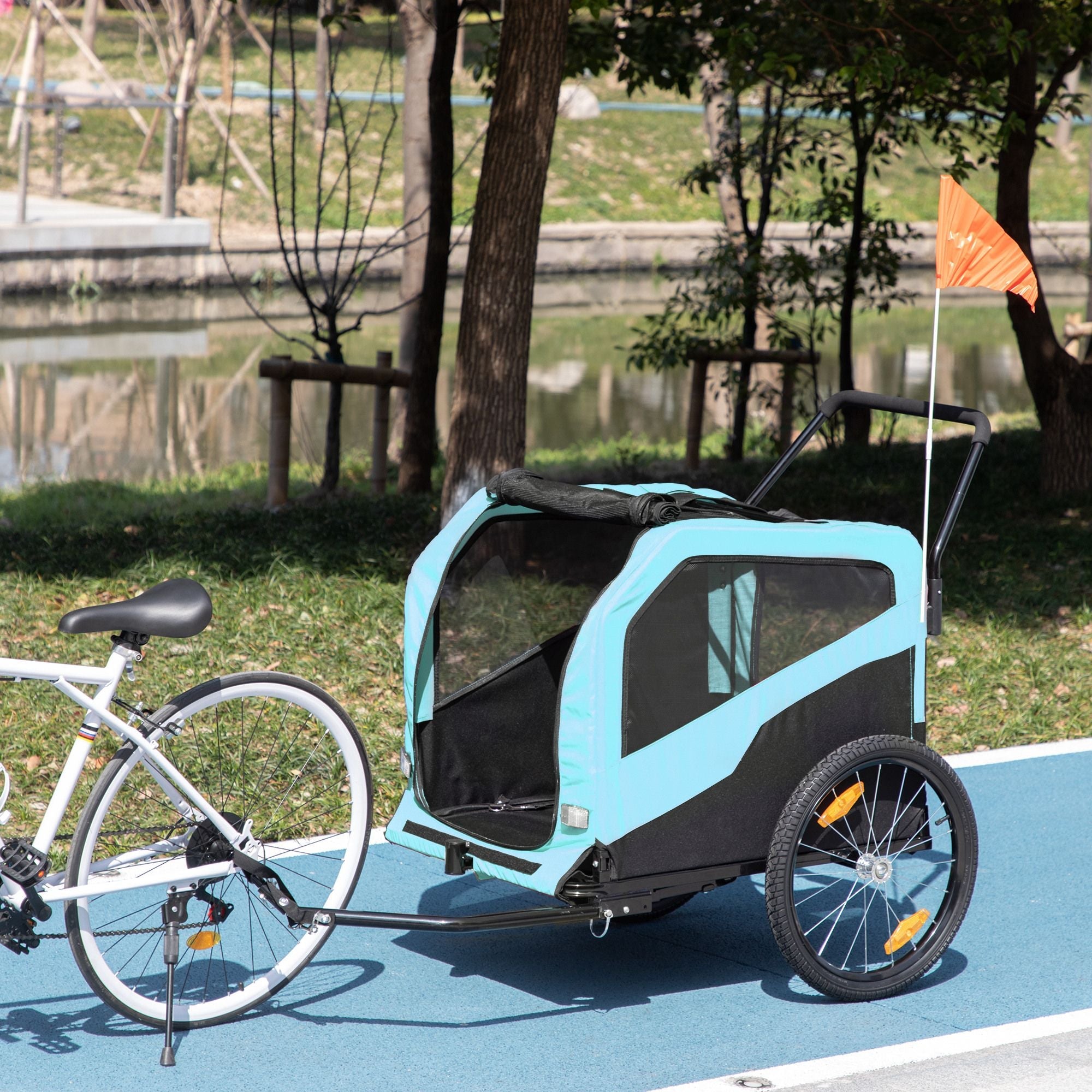 Pet Stroller - 2-in-1 Large Dog Bike Trailer & Stroller Combo with Safety Hitch Quick-release Wheels Foot Support Pet Bicycle Cart