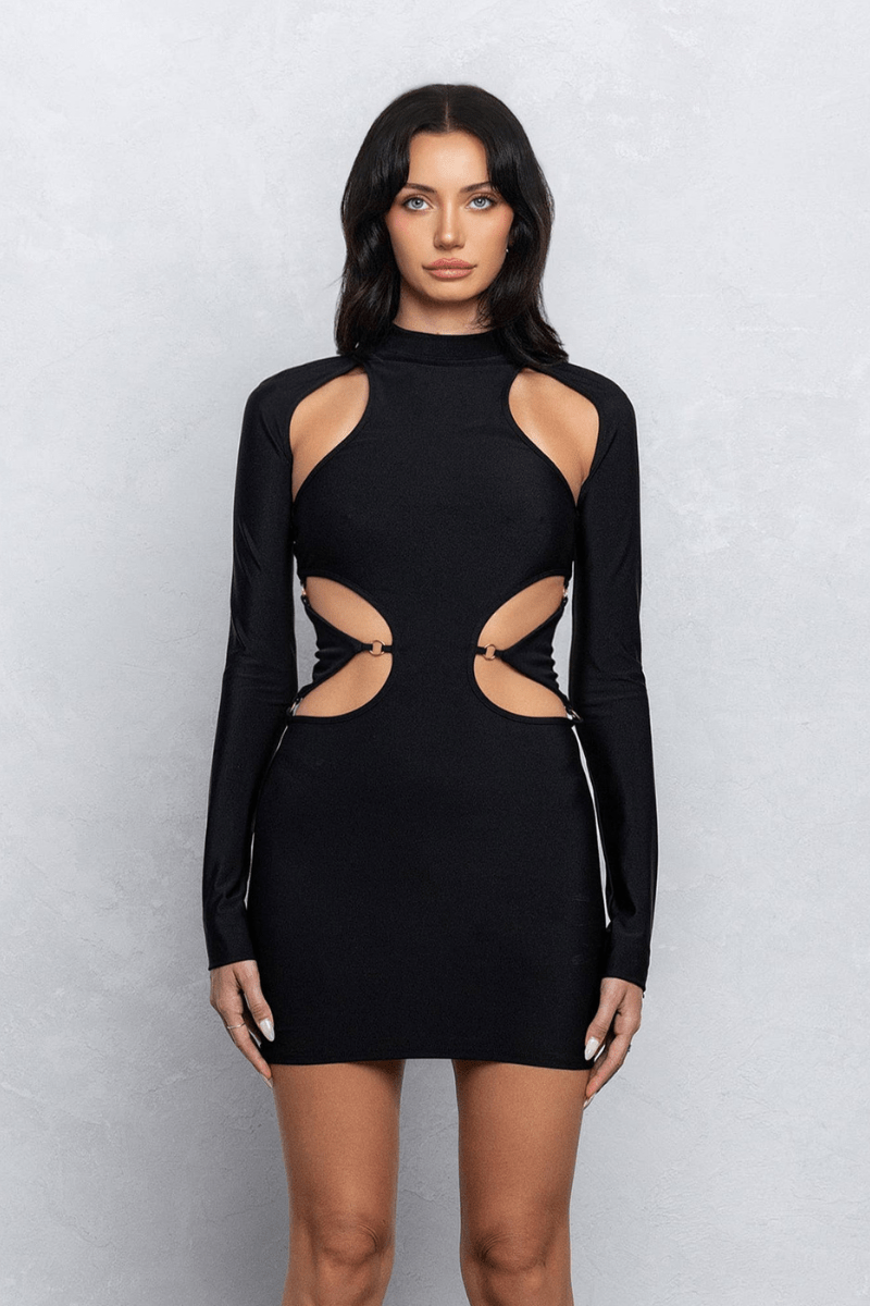 Eli Luxury Bodycon Cut-Out Mini Dress with Back Tie Detail