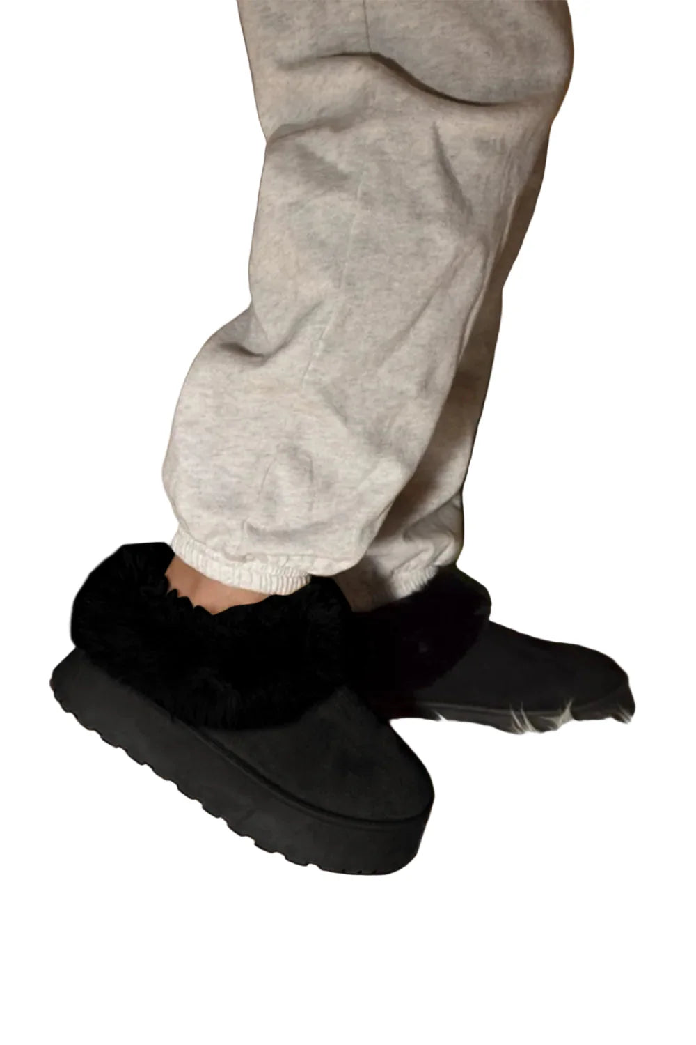 WILD DIVA Faux-Fur Platform Slip On Booties