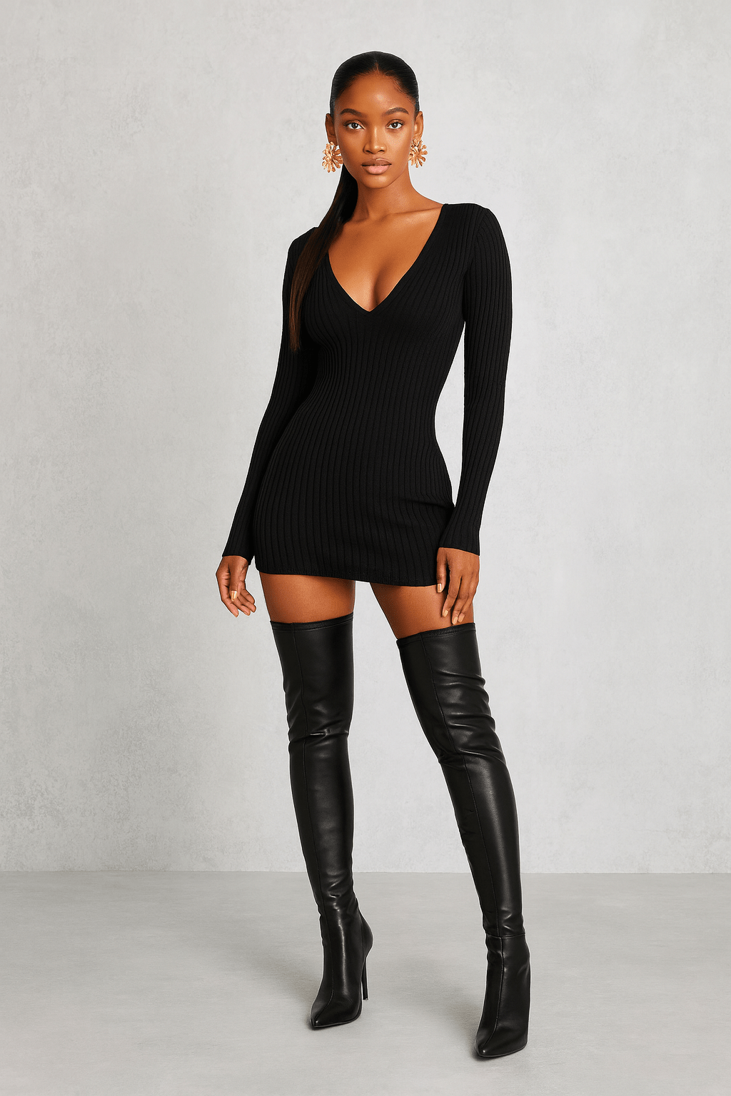 Gisele Thigh High Pointed Toe Boots - Women's Thigh High Fashion Boots with Side Zipper