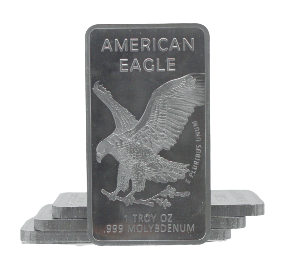 1 Troy Ounce OZ .999 Pure Molybdenum Precious Metal Walking Liberty American Eagle Silver Rare Metal Bar