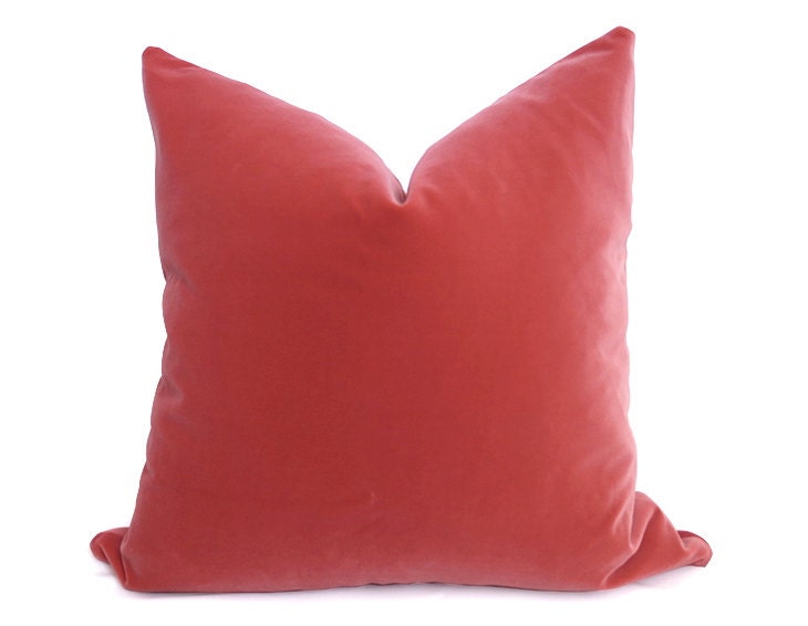 Plush Velvet Pillow Cover - Salmon
