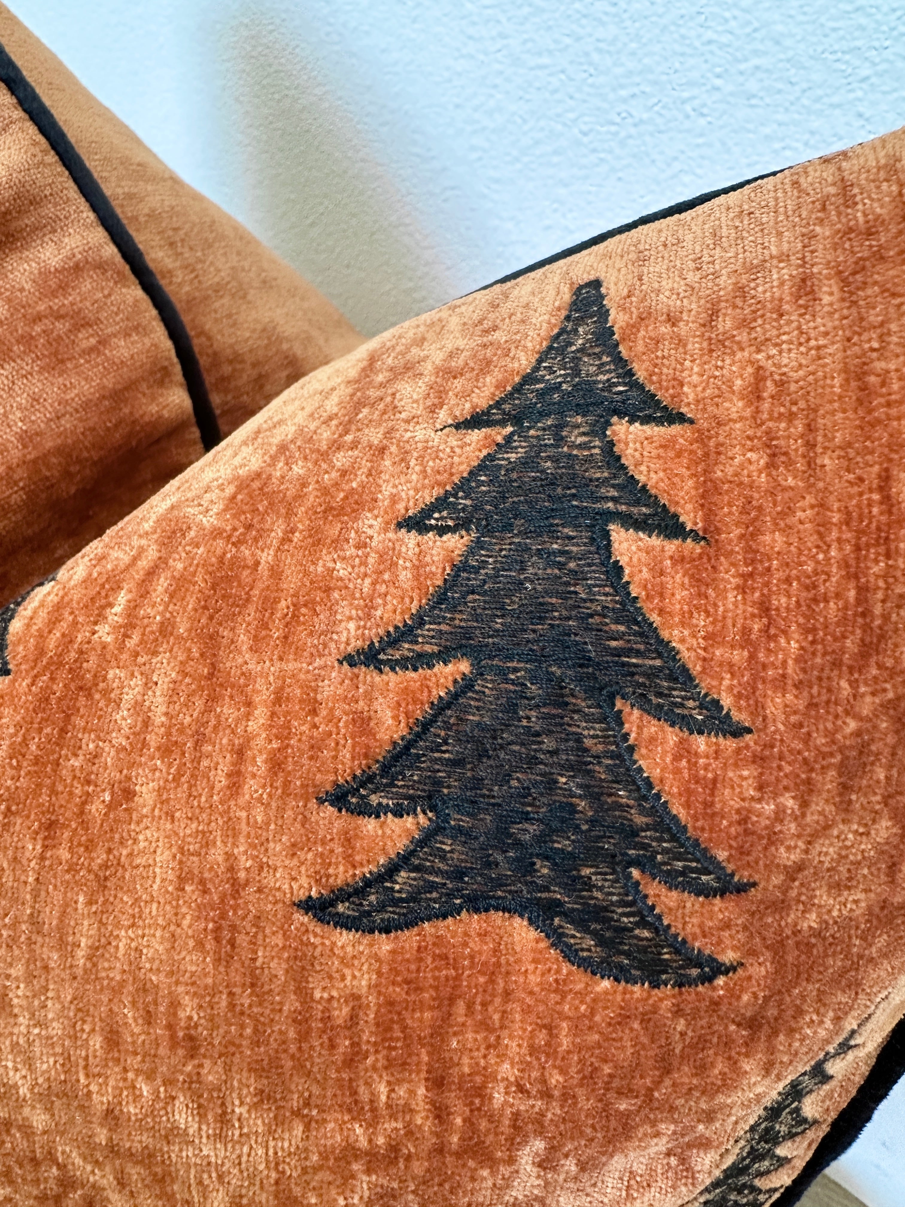 Copper Velvet Christmas Tree Pillow Cover