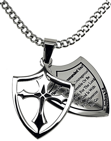 Two Piece Shield Cross Necklace