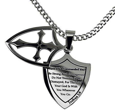 Two Piece Shield Cross Necklace