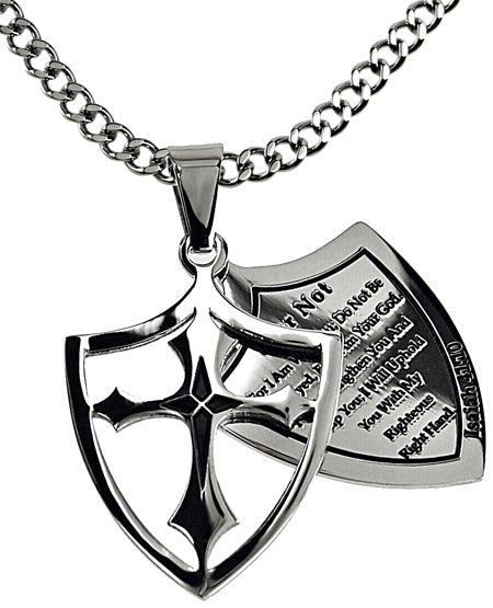 Two Piece Shield Cross Necklace