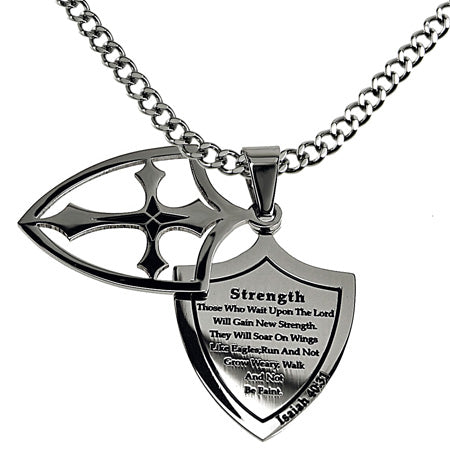 Two Piece Shield Cross Necklace