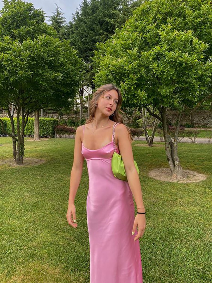 Mian Satin Long Dresses Elegant Sleeveless