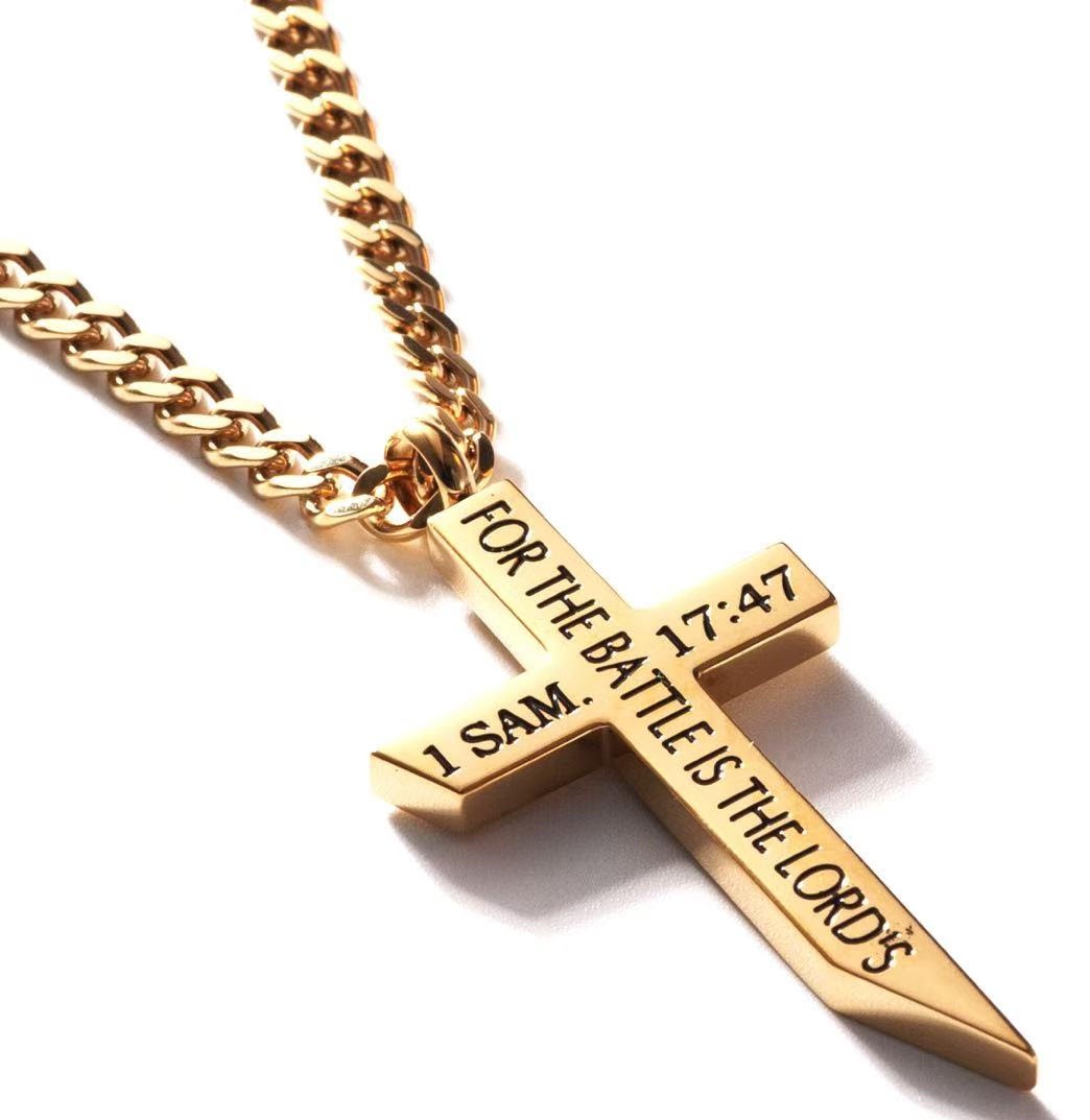 Gold Angle Cross Necklace