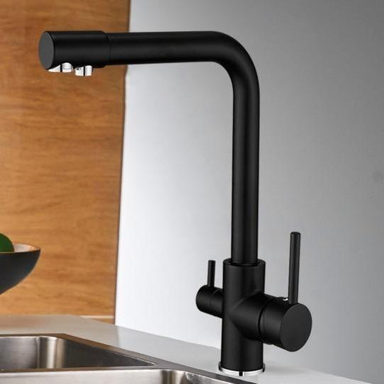 Erwin 360º Swivel Spout Dual-Handle Single-Hole Kitchen Sink Faucet With Filter
