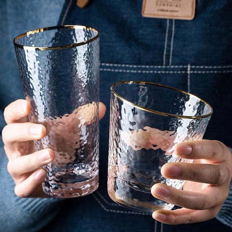 Golden Rim Clear Whiskey & Water Glass