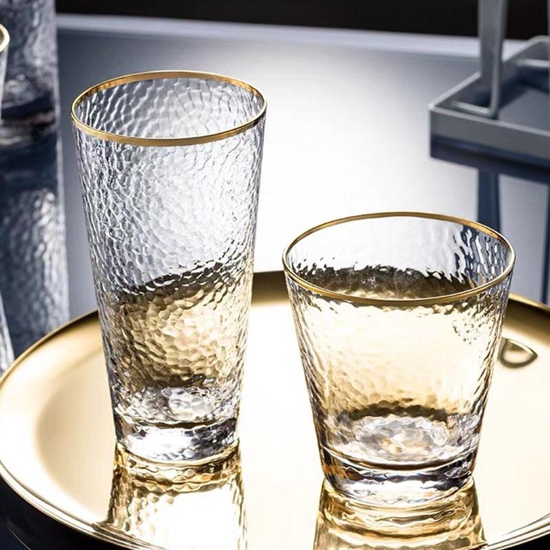 Golden Rim Clear Whiskey & Water Glass