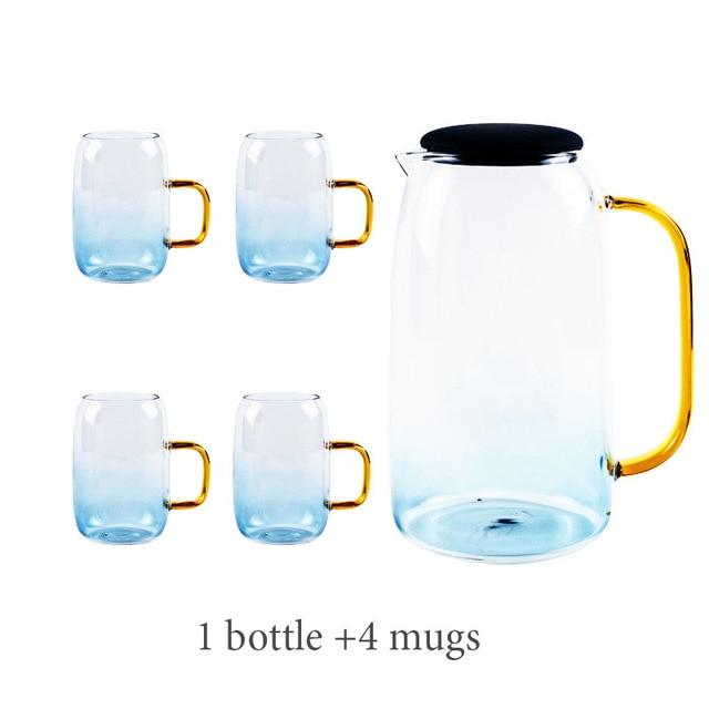 Colored Glass Carafe and Glass Set