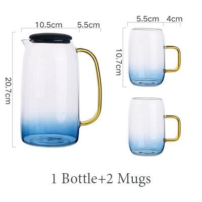 Colored Glass Carafe and Glass Set