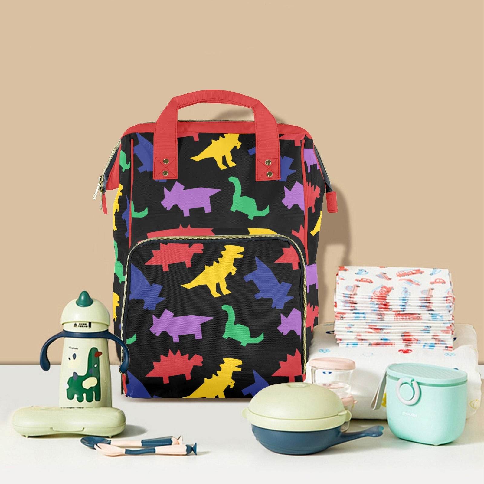 Colorful Dinos Large Diaper Bag
