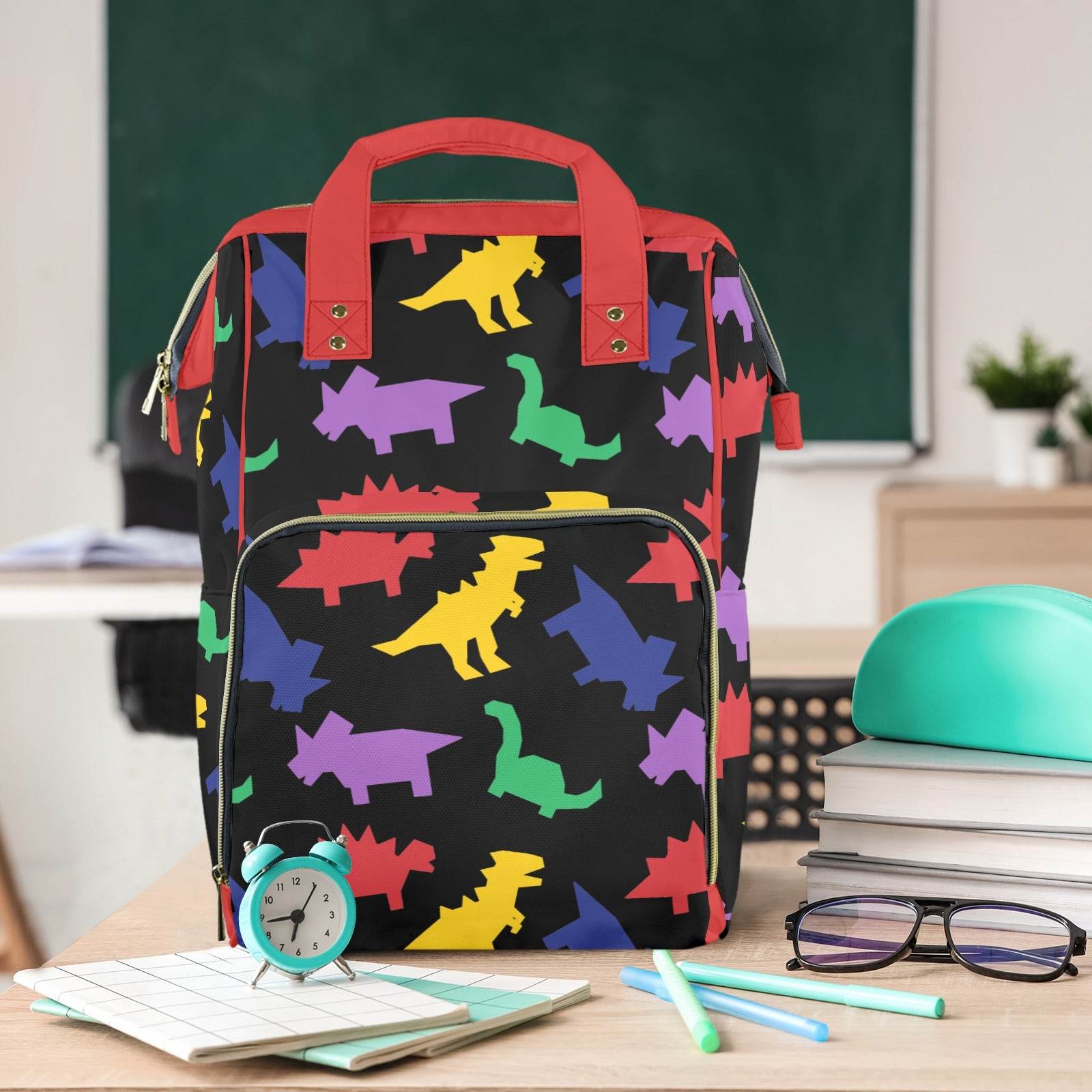 Colorful Dinos Large Diaper Bag