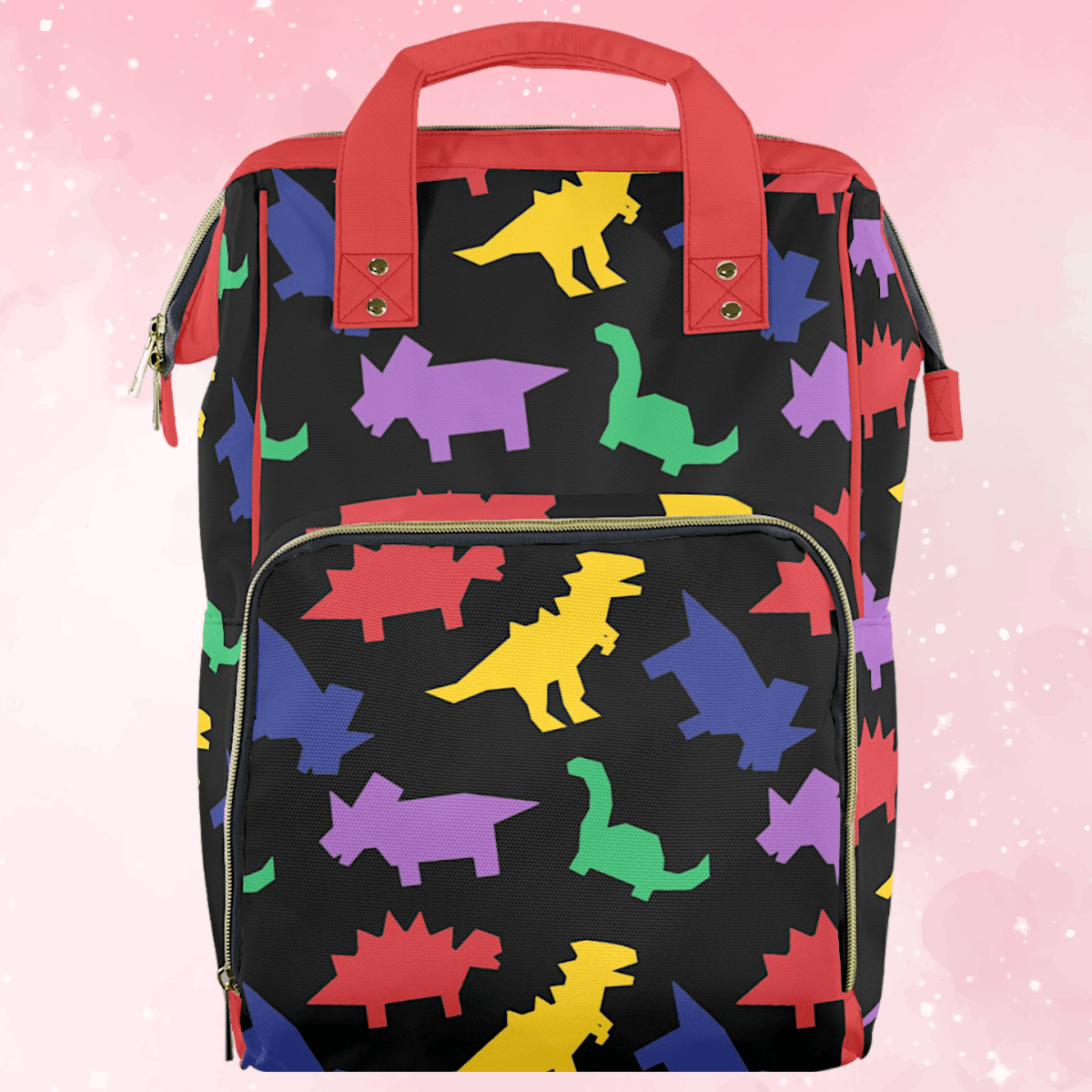 Colorful Dinos Large Diaper Bag