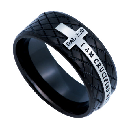 Black Diamond Back Cross Ring