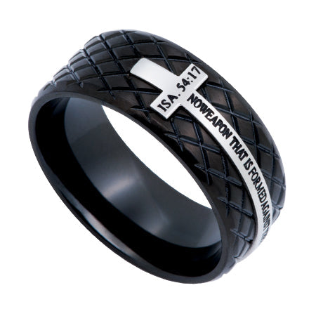 Black Diamond Back Cross Ring
