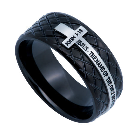 Black Diamond Back Cross Ring