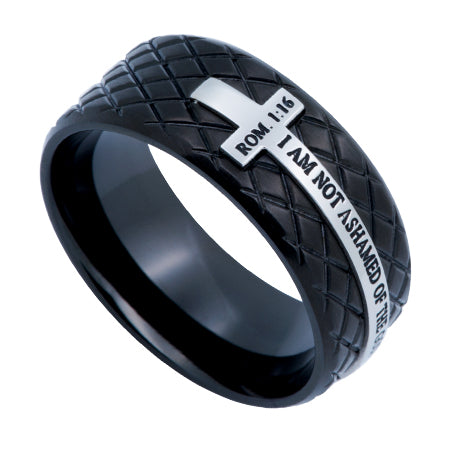 Black Diamond Back Cross Ring