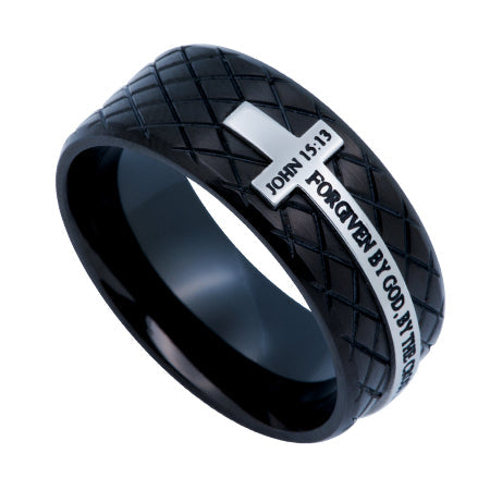 Black Diamond Back Cross Ring
