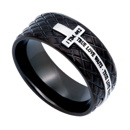 Black Diamond Back Cross Ring