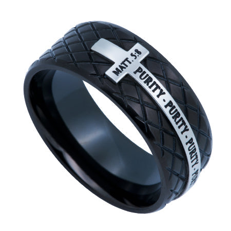 Black Diamond Back Cross Ring