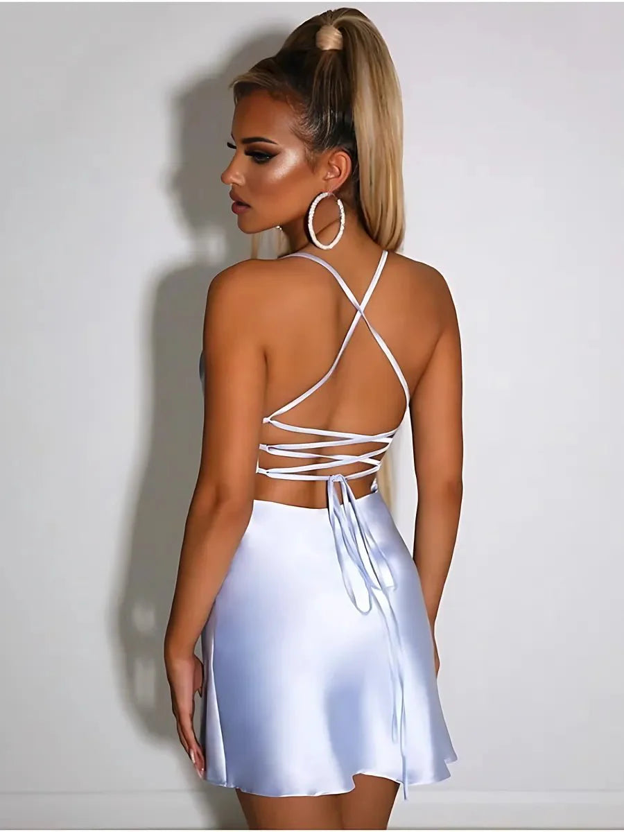 Sadao Lace Up A-Line Short Dress