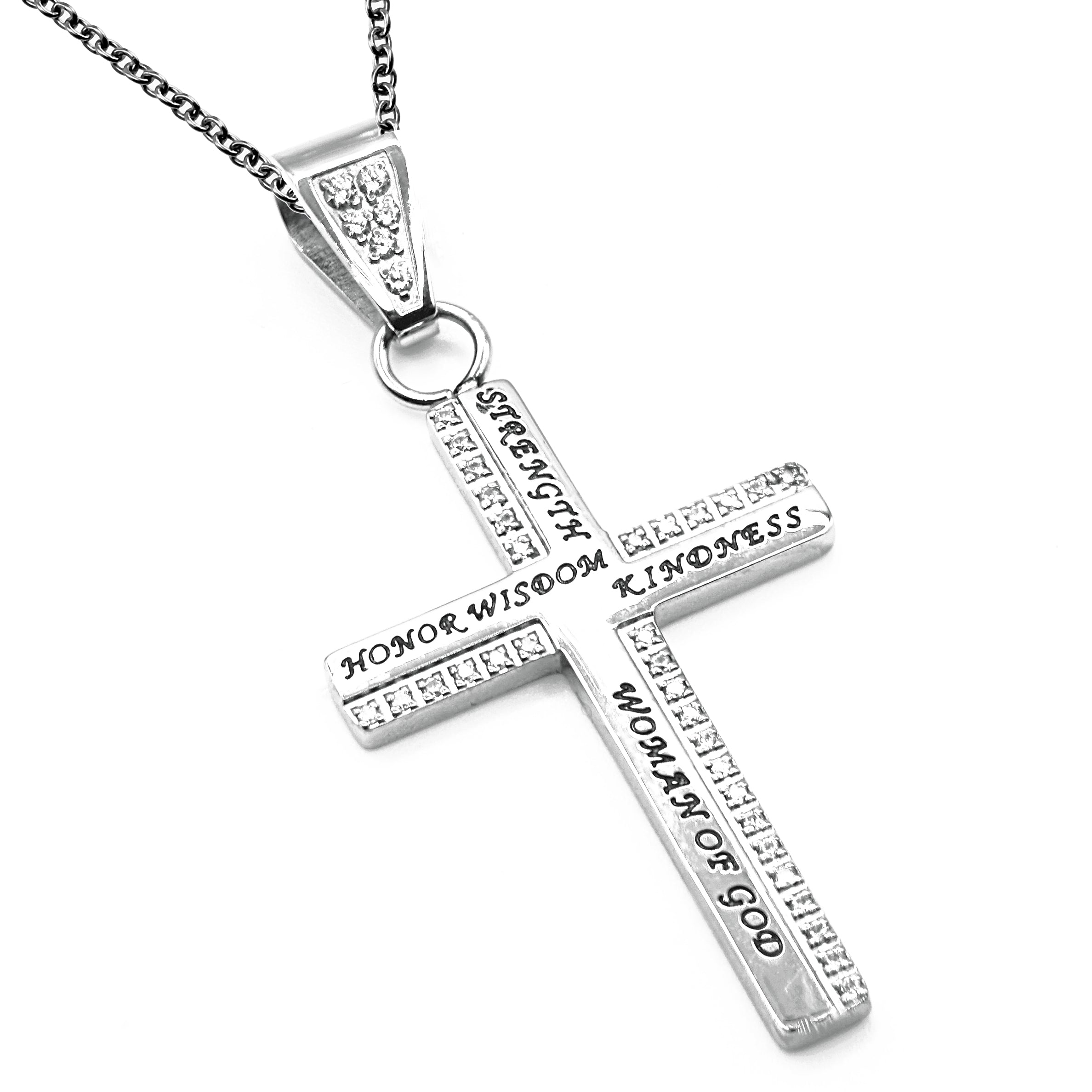 Women's CZ Cable Cross Necklace