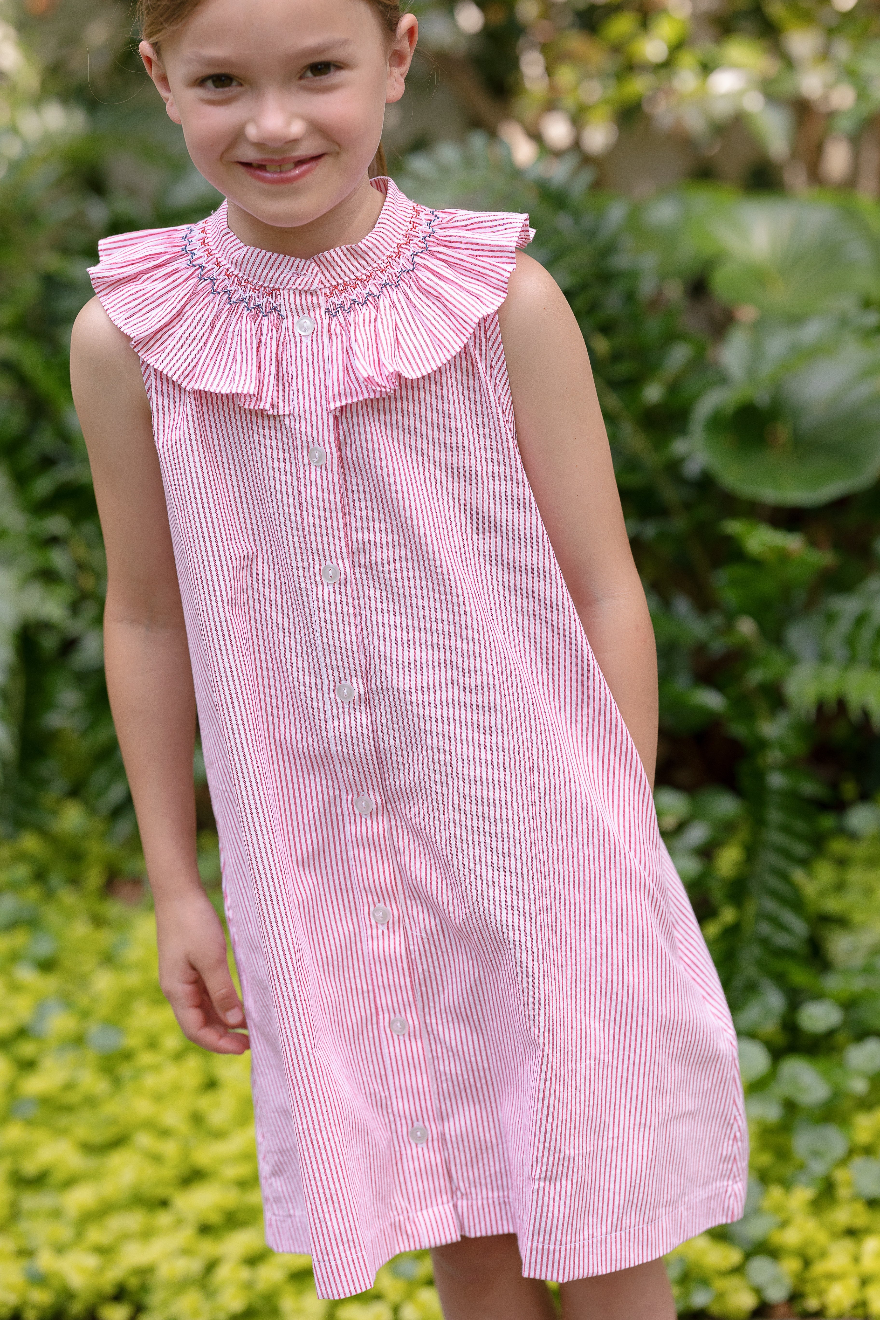 Molly Anne Dress in Red Seersucker