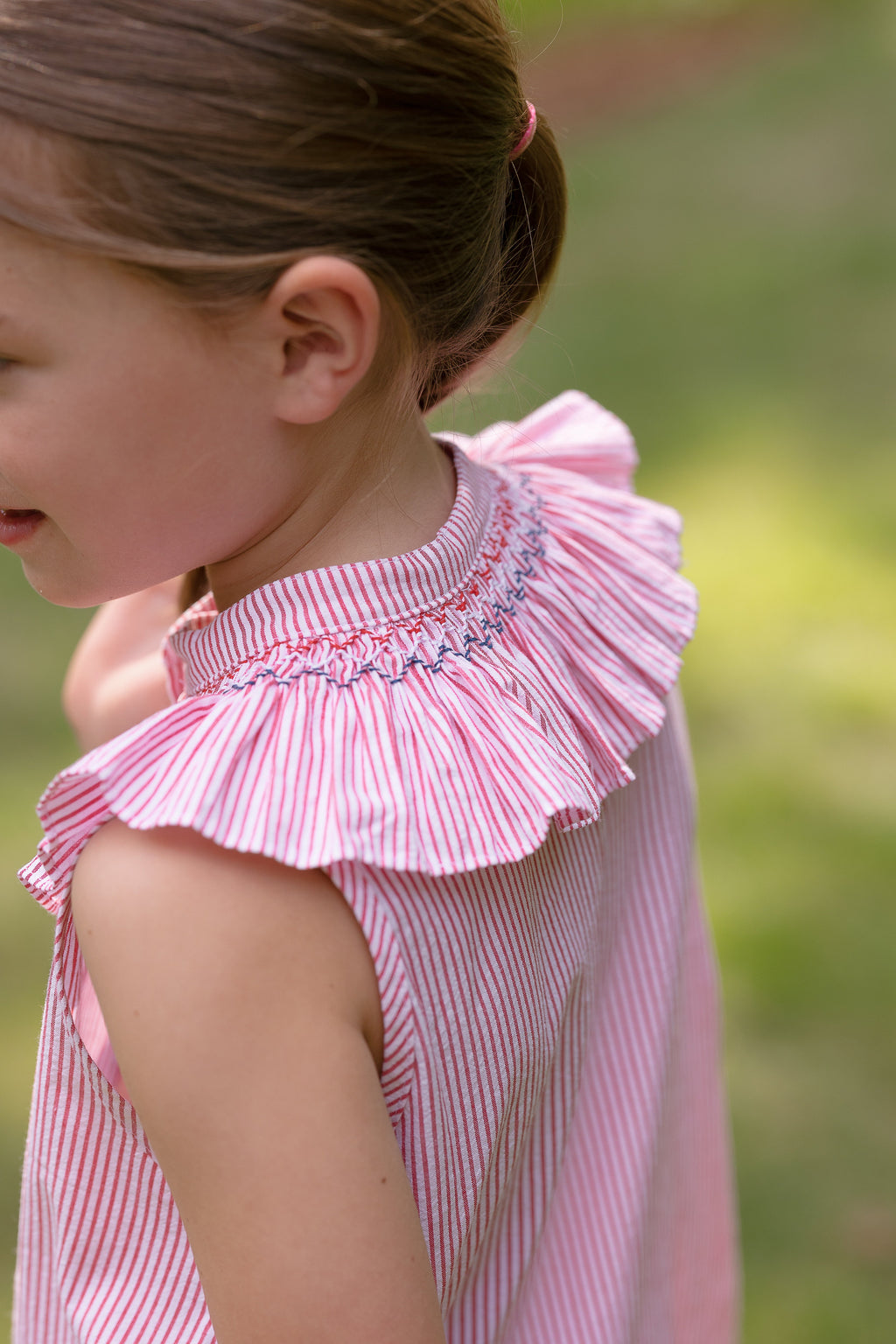 Molly Anne Dress in Red Seersucker