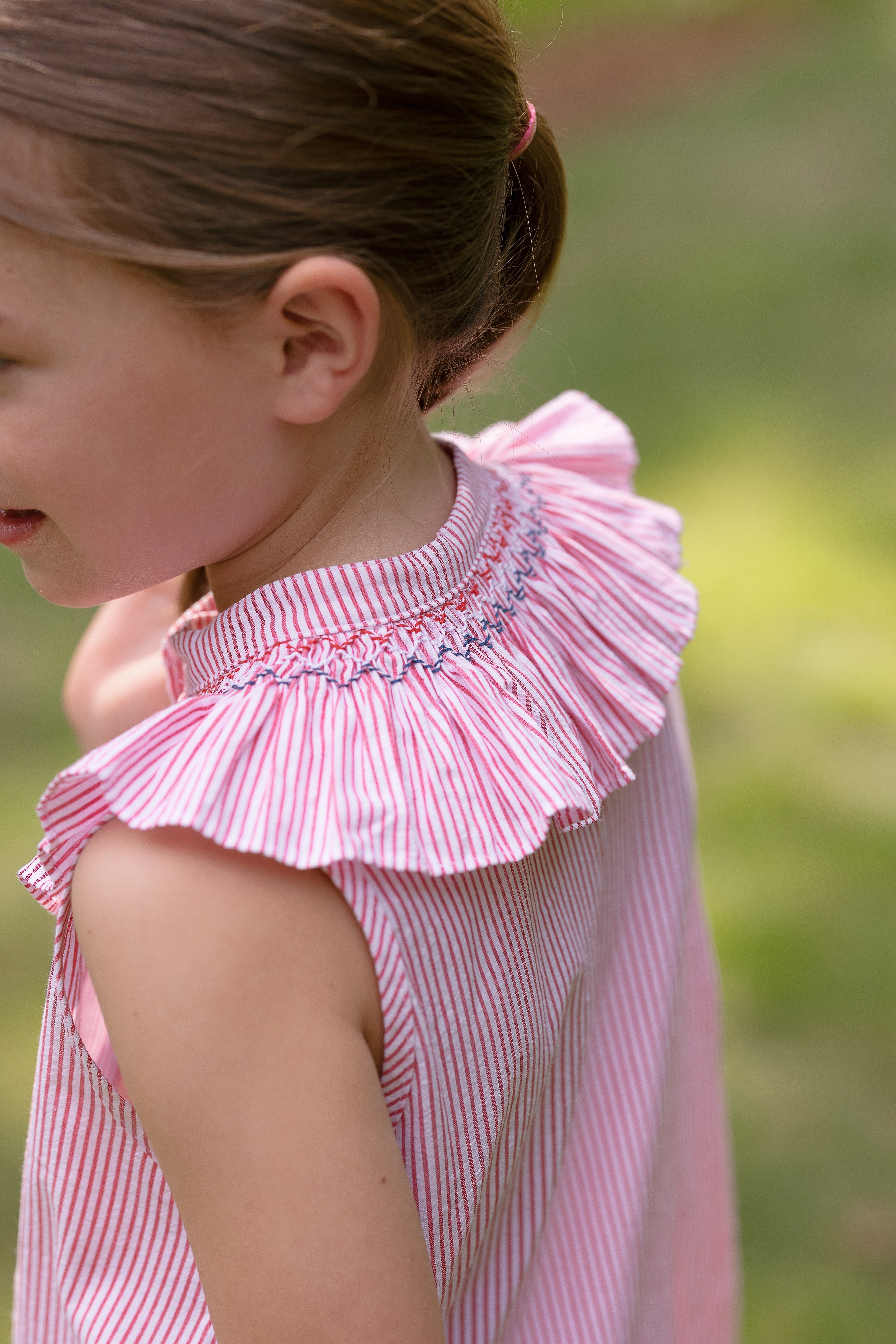 Molly Anne Dress in Red Seersucker