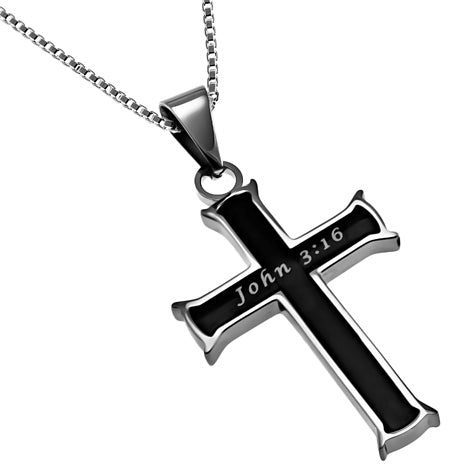 Black Mini Cross Necklace