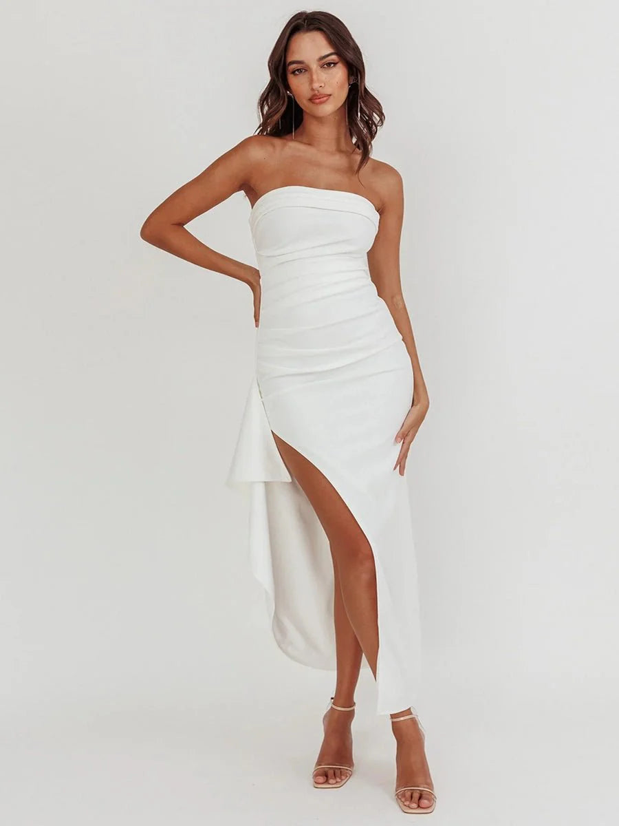 Yaser Strapless Split Long Dress