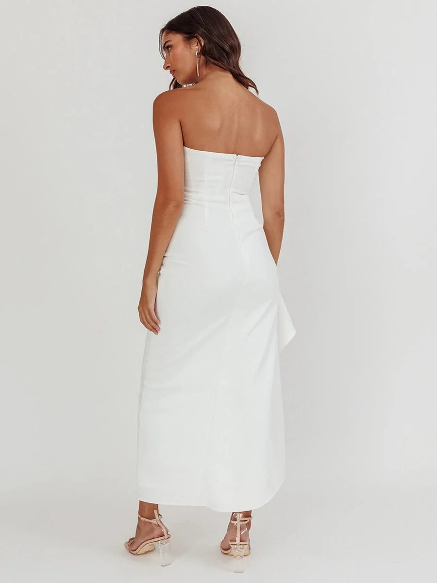 Yaser Strapless Split Long Dress